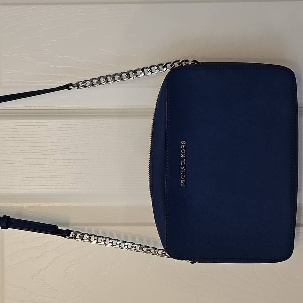 Michael Kors Navy Crossbody Bag with Chain Strap